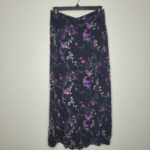 Vintage dark moody floral button front pull on midi whimsygoth skirt